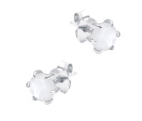 Round MOP Prong Set Silver Stud Earring STS-6315